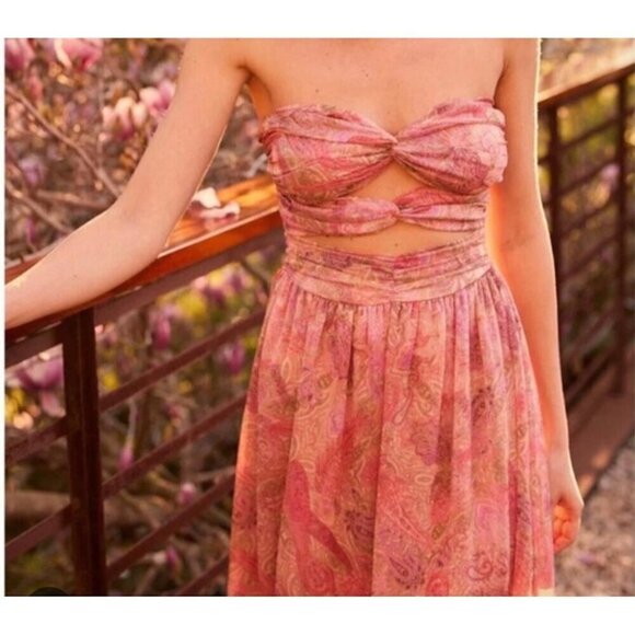 NWT‎ Strapless Arianne Dress Misa Los Angeles Paisley Pink Chiffon Size M - Picture 13 of 16